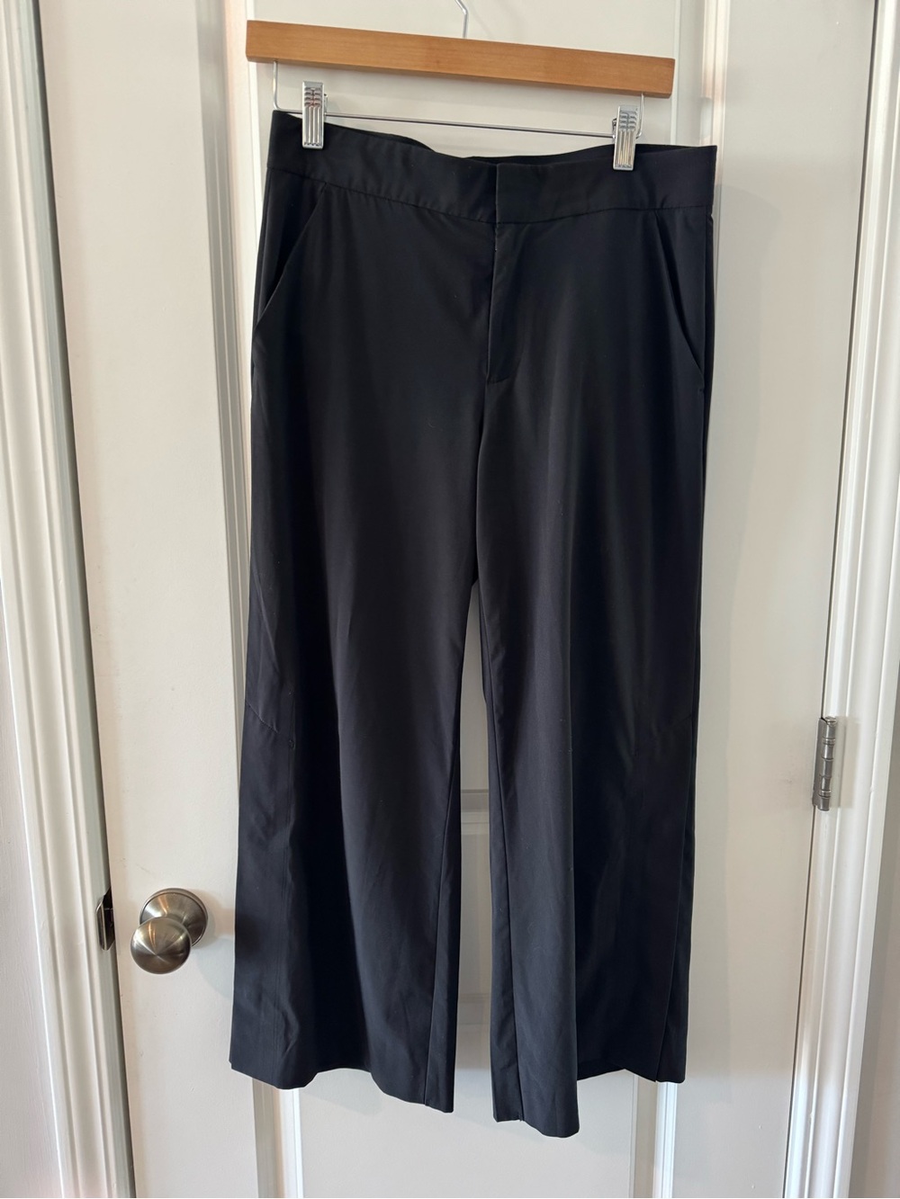 Athleta Black Wide-Leg Stretch Trousers